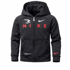 Nike 3Brand Russell Wilson Youth Therma-FIT Full Zip Black Hoodie Kids S 8–10